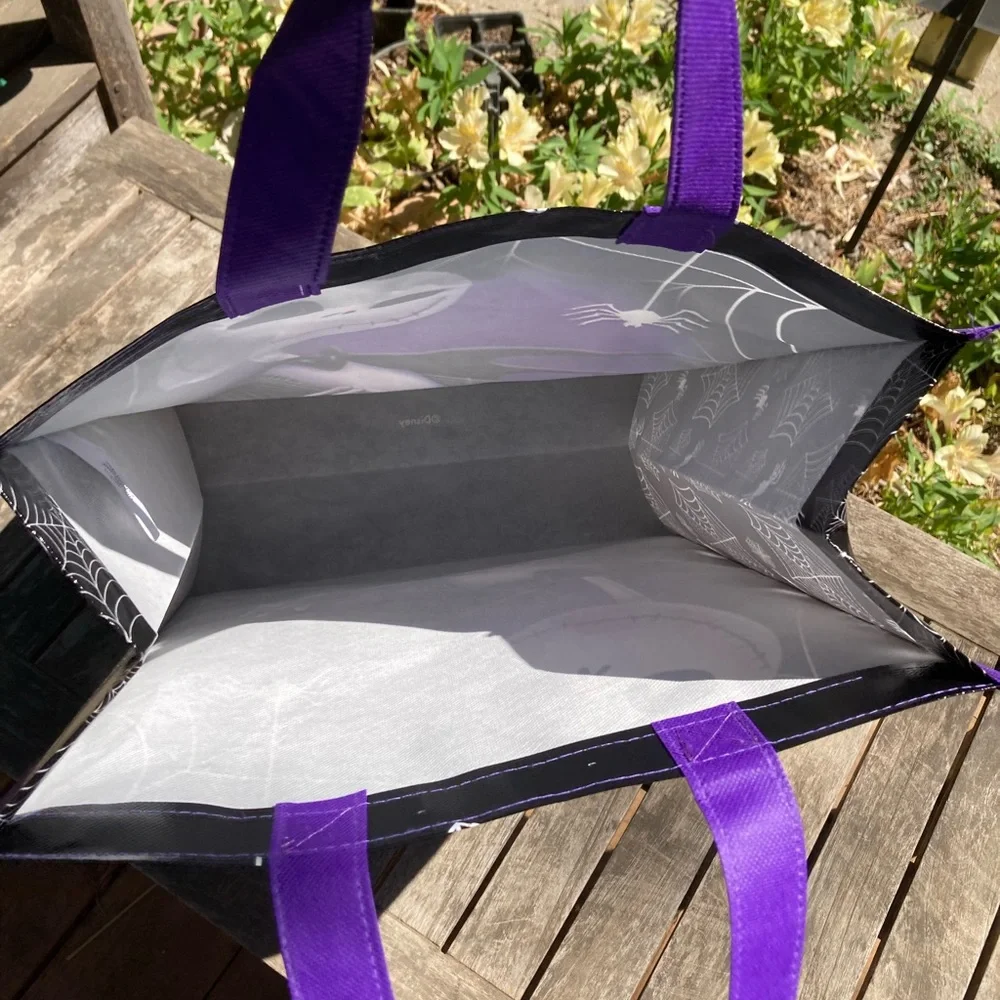 Disney Jack Skellington Spider Web Purple Black Tote Bag New